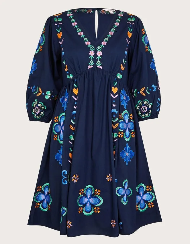Women Eden Embroidered Dress Blue Monsoon Dresses