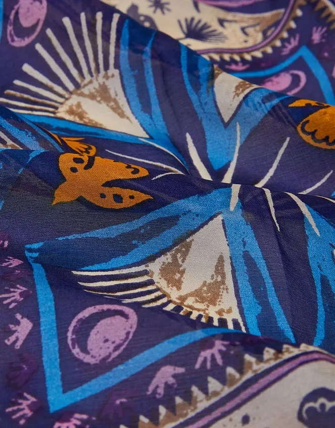 Women Elsie Square Print Silk Scarf Monsoon Scarves