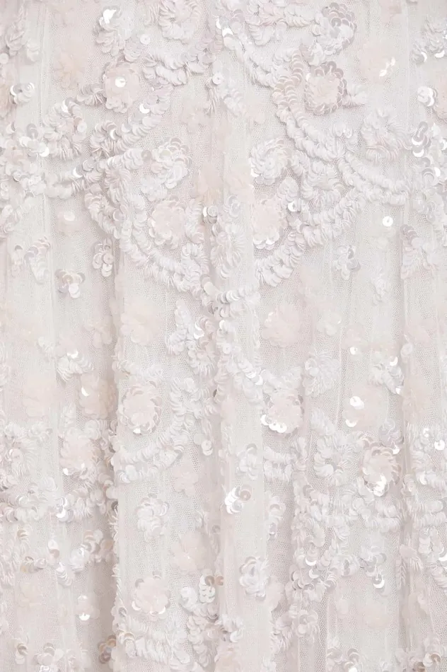Women Embellished Dresses Needle and Thread Alina Sequin Ankle Gown White
