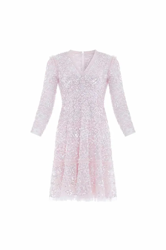 Women Embellished Dresses Needle and Thread Isabella Diamond Mini Dress Pink Women Embellished Dresses Needle and Thread Isabella Diamond Mini Dress Pink