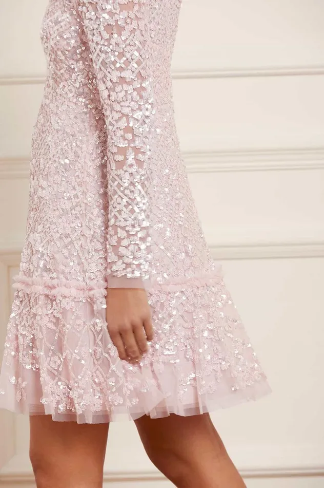 Women Embellished Dresses Needle and Thread Isabella Diamond Mini Dress Pink Women Embellished Dresses Needle and Thread Isabella Diamond Mini Dress Pink