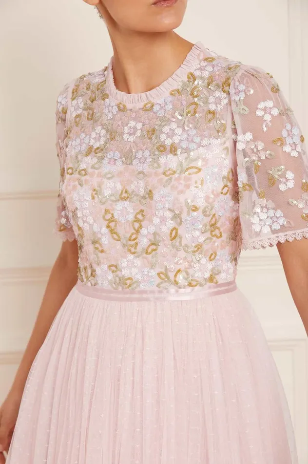 Women Embellished Dresses Needle and Thread Lena Bodice Ankle Gown Pink Women Embellished Dresses Needle and Thread Lena Bodice Ankle Gown Pink