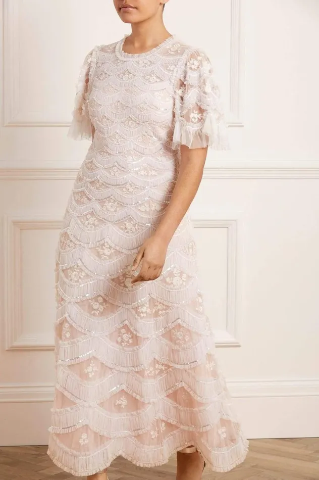 Women Embellished Dresses Needle and Thread Lunette Blossom Ankle Gown Pink