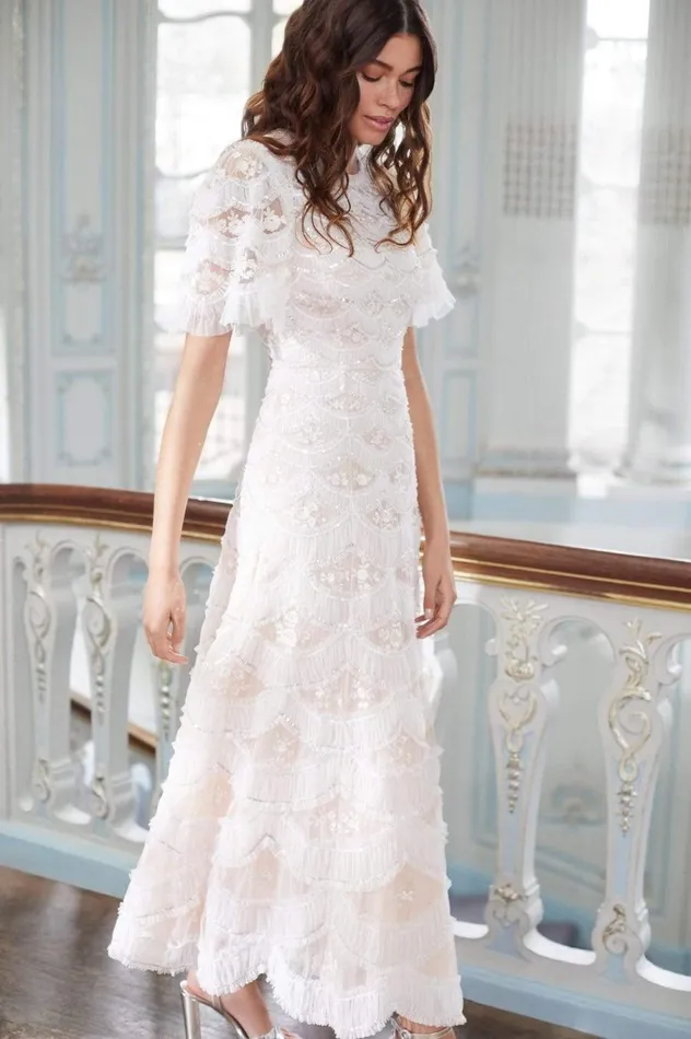 Women Embellished Dresses Needle and Thread Lunette Blossom Ankle Gown Pink