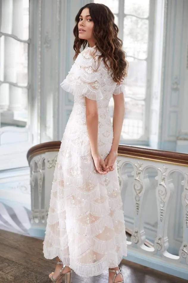 Women Embellished Dresses Needle and Thread Lunette Blossom Ankle Gown Pink