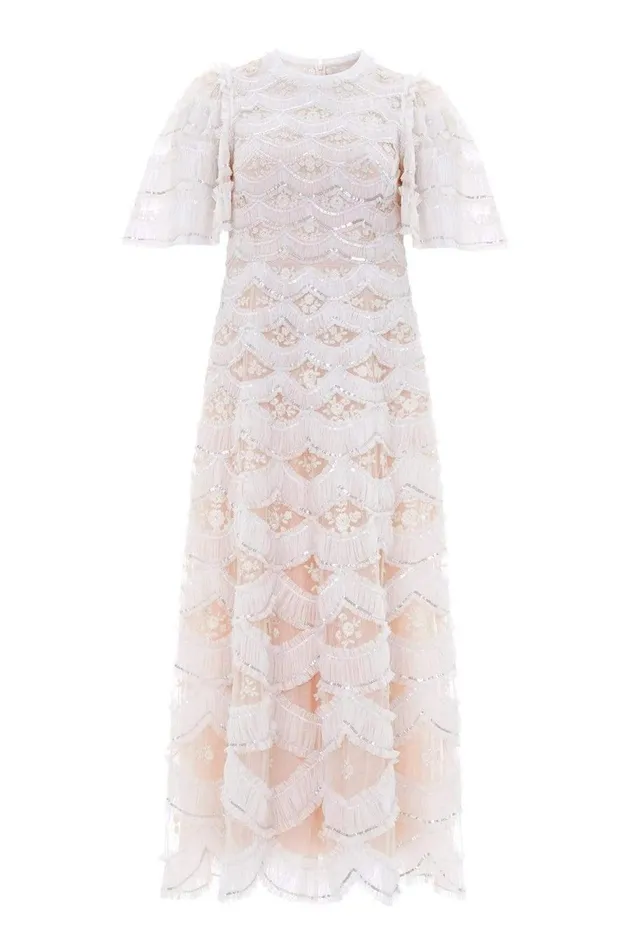 Women Embellished Dresses Needle and Thread Lunette Blossom Ankle Gown Pink