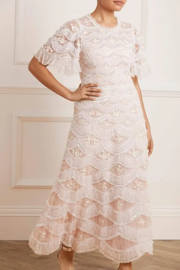Women Embellished Dresses Needle and Thread Lunette Blossom Ankle Gown Pink