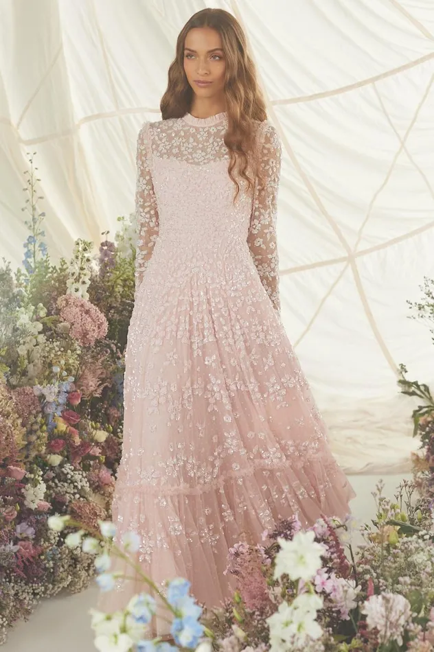Women Embellished Dresses Needle and Thread Margot Ankle Gown Pink