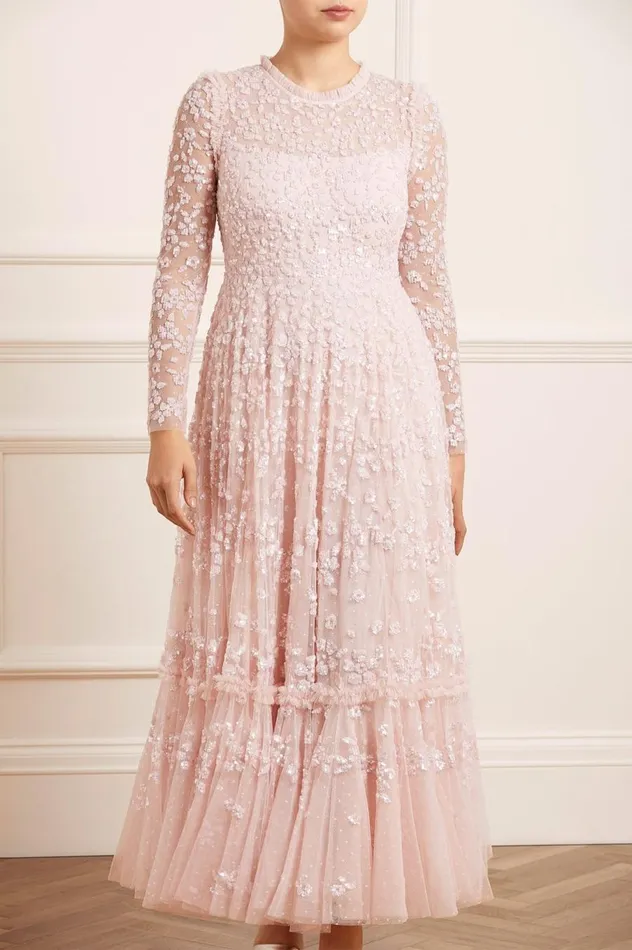 Women Embellished Dresses Needle and Thread Margot Ankle Gown Pink