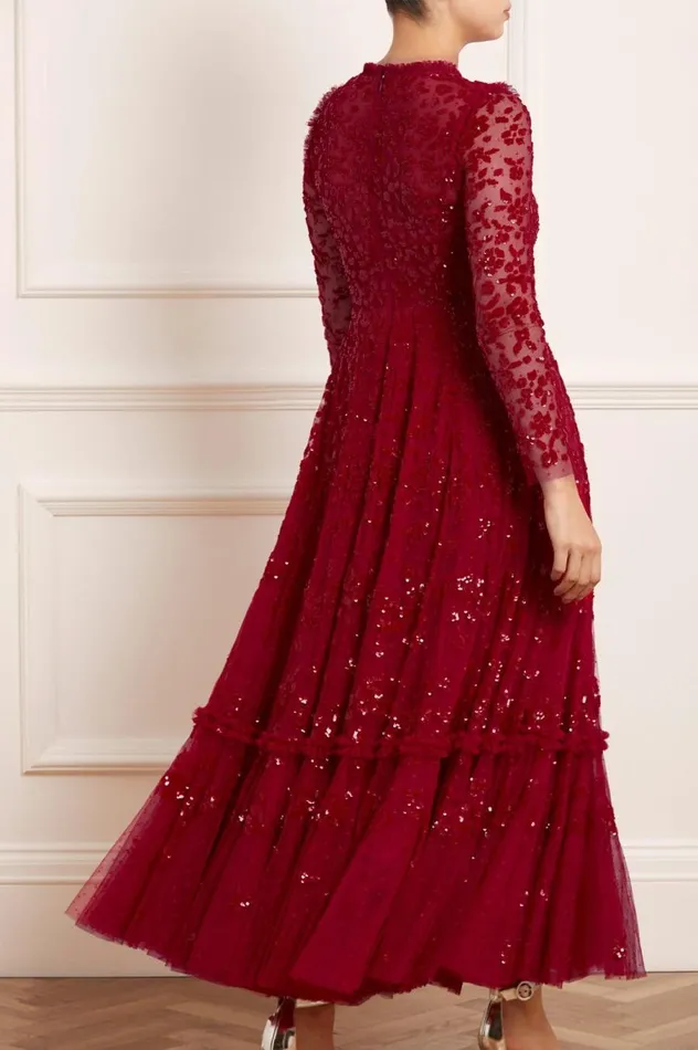 Women Embellished Dresses Needle and Thread Margot Ankle Gown Red