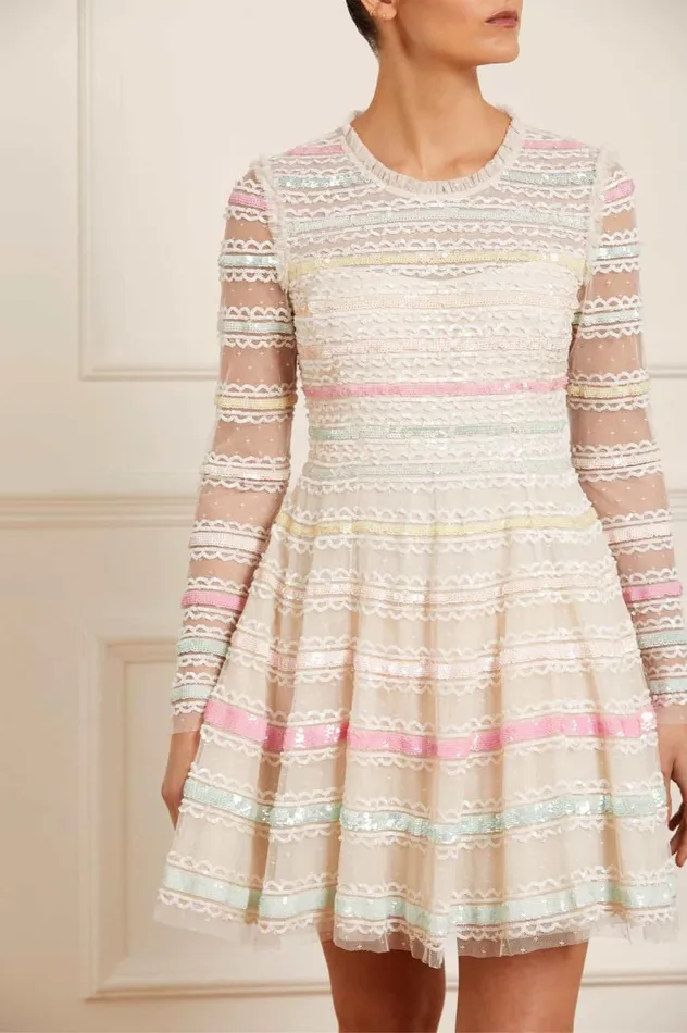 Women Embellished Dresses Needle and Thread Rainbow Backless Micro Mini Dress Rainbow