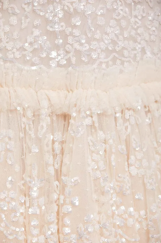 Women Embellished Dresses Needle and Thread Regal Rose Gloss Strapless Micro Mini Dress Champagne