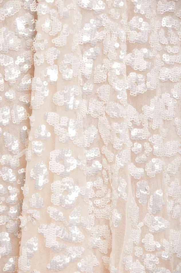 Women Embellished Dresses Needle and Thread Sequin Rose Gloss Ankle Gown Champagne