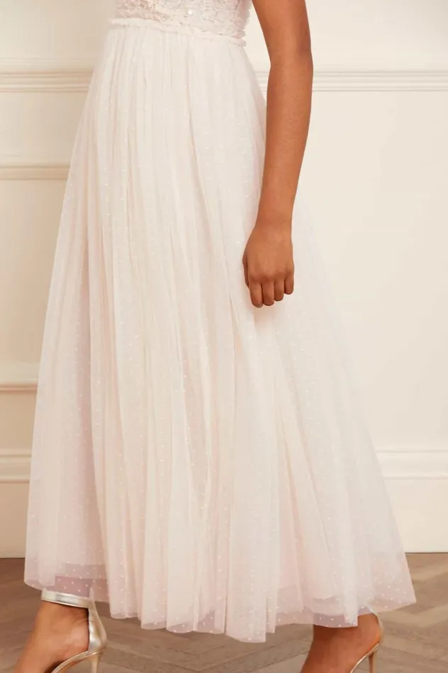 Women Embellished Dresses Needle and Thread Spiral Sequin Bodice VNeck Ankle Gown Champagne