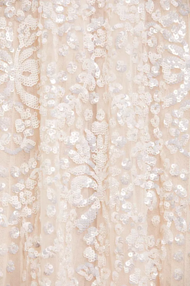Women Embellished Dresses Needle and Thread Victorian Wreath Gloss Long Sleeve Gown Champagne