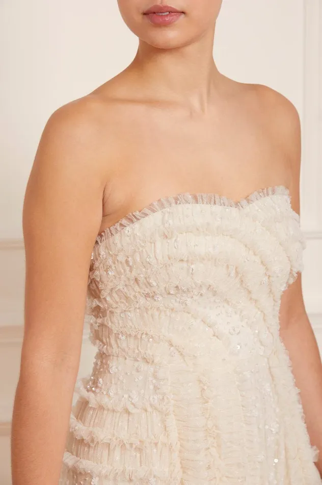 Women Embellished Dresses Needle and Thread Violet Shimmer Strapless Corset Gown Champagne