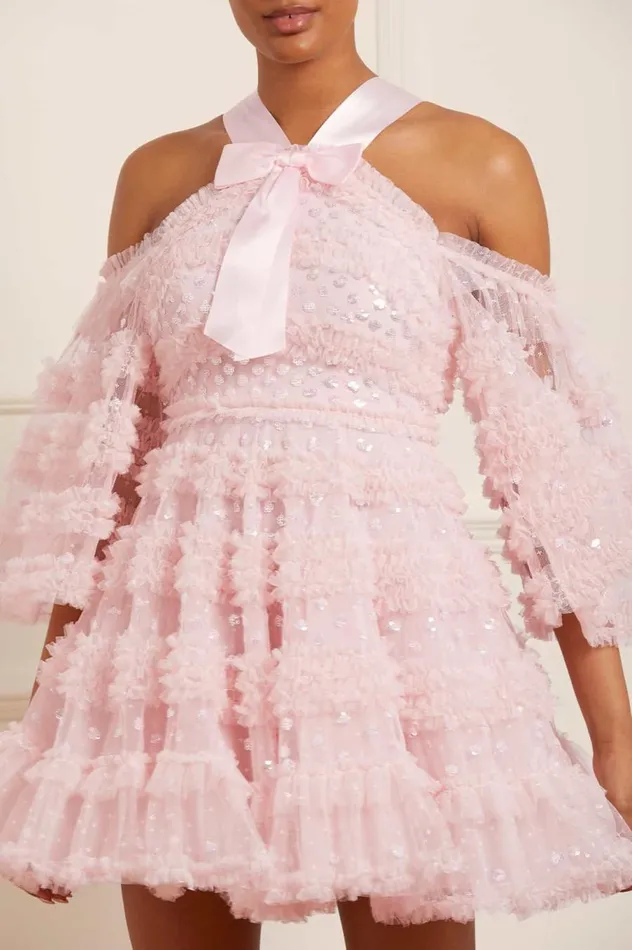 Women Embellished Dresses Needle and Thread Vivian Off Shoulder Micro Mini Dress Pink Women Embellished Dresses Needle and Thread Vivian Off Shoulder Micro Mini Dress Pink
