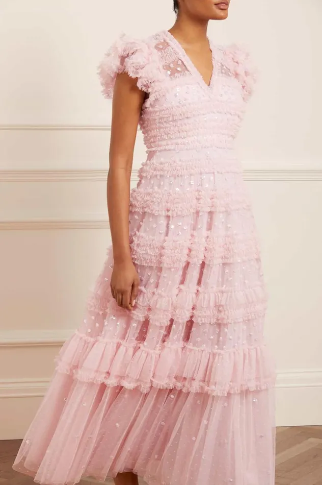 Women Embellished Dresses Needle and Thread Vivian VNeck Gown Pink