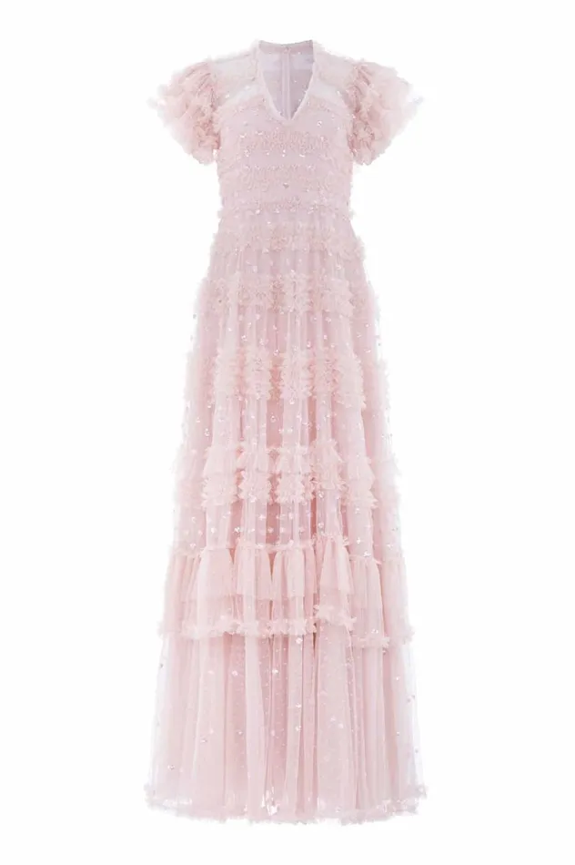 Women Embellished Dresses Needle and Thread Vivian VNeck Gown Pink Women Embellished Dresses Needle and Thread Vivian VNeck Gown Pink