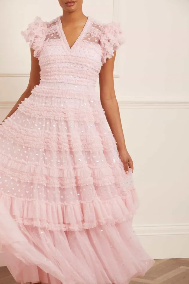 Women Embellished Dresses Needle and Thread Vivian VNeck Gown Pink Women Embellished Dresses Needle and Thread Vivian VNeck Gown Pink