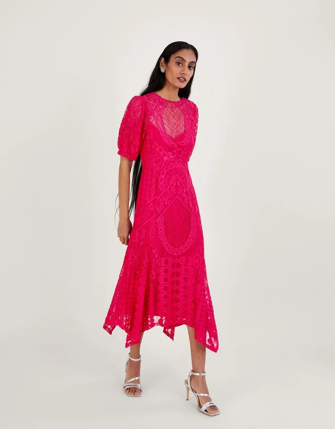 Women Embeth Lace Hanky Hem Dress Pink Monsoon Occasionwear