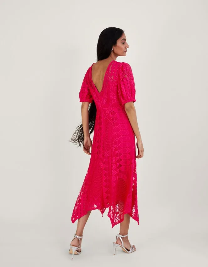 Women Embeth Lace Hanky Hem Dress Pink Monsoon Occasionwear