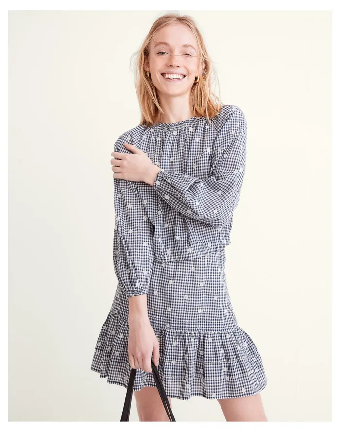 Women Embroidered Button Back Shirt In Gingham Check Navy Shoreline Madewell Tops and Shirts Women Embroidered Button Back Shirt In Gingham Check Navy Shoreline Madewell Tops and Shirts