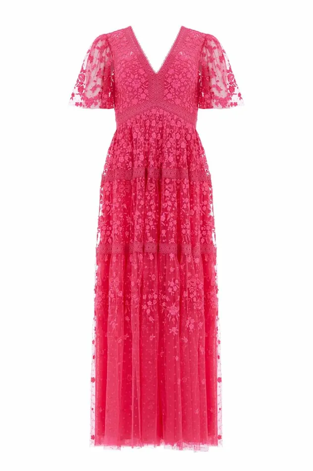 Women Embroidered Dresses Needle and Thread Celestia Ribbon Short Sleeve Ankle Gown Pink Women Embroidered Dresses Needle and Thread Celestia Ribbon Short Sleeve Ankle Gown Pink