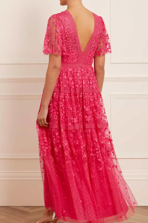 Women Embroidered Dresses Needle and Thread Celestia Ribbon Short Sleeve Ankle Gown Pink Women Embroidered Dresses Needle and Thread Celestia Ribbon Short Sleeve Ankle Gown Pink