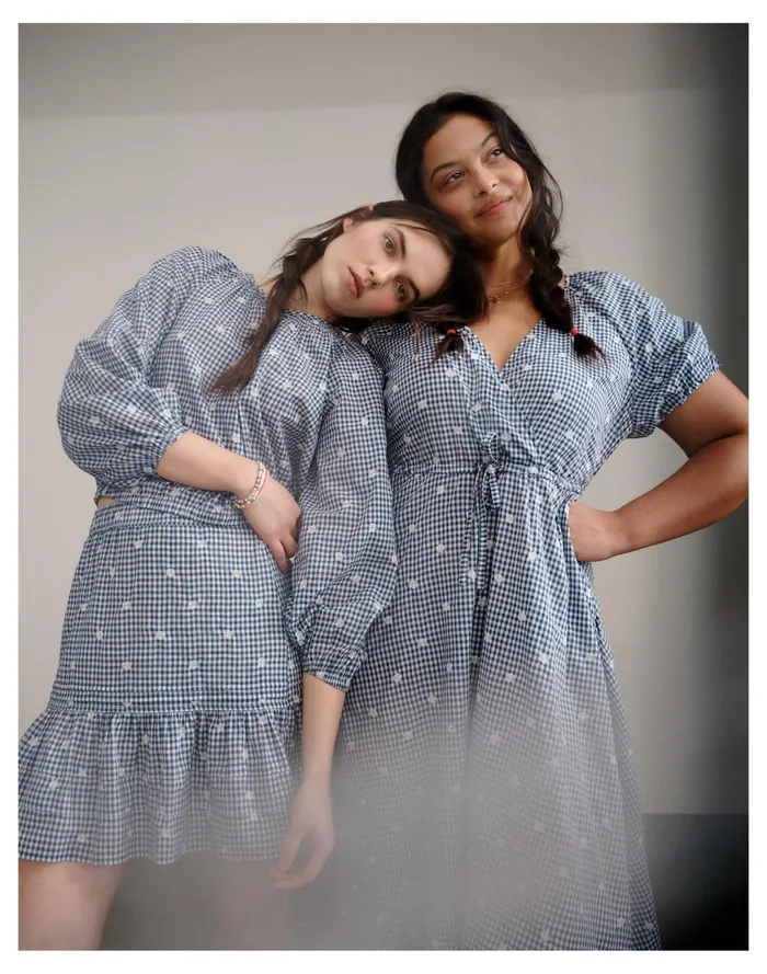 Women Embroidered Gingham Faux Wrap Tie Waist Midi Dress Navy Shoreline Madewell Dresses Women Embroidered Gingham Faux Wrap Tie Waist Midi Dress Navy Shoreline Madewell Dresses