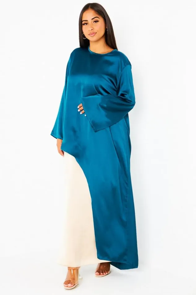 Women Ensemble 2 Pices Blouse Asymtrique Bleu Jupe Beige Blue Brentiny Paris Shirts and Blouses