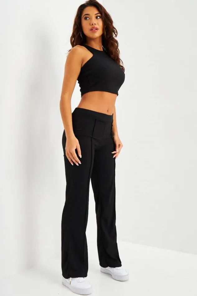 Women Ensemble 2 Pices Dbardeur Pantalon Ctel Noir Black Brentiny Paris Lace Tops