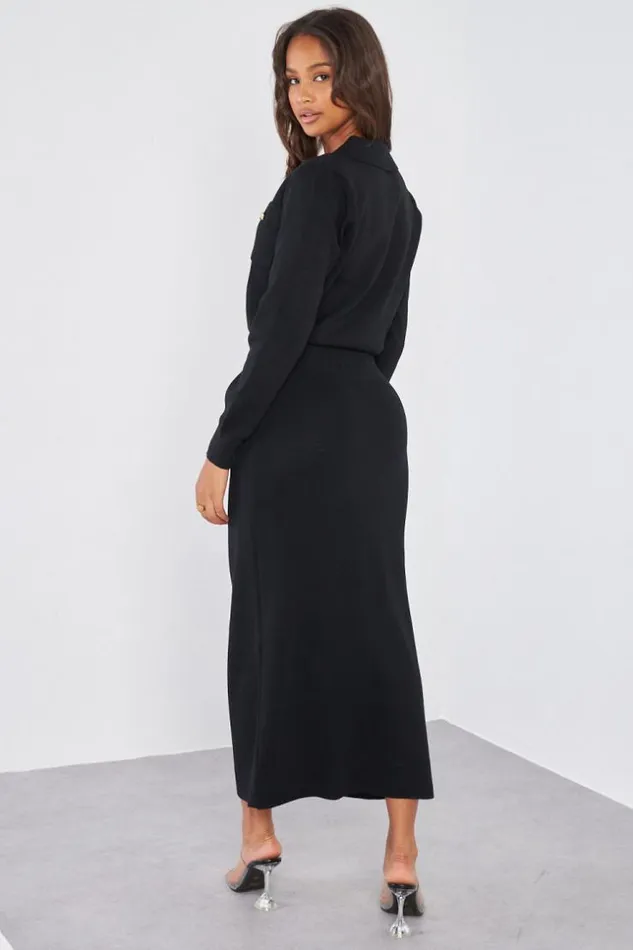 Women Ensemble 2 Pices Gilet Jupe Moulant Noir Black Brentiny Paris Sets With Top Bottoms Women Ensemble 2 Pices Gilet Jupe Moulant Noir Black Brentiny Paris Sets With Top Bottoms