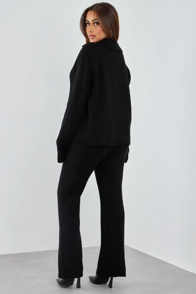 Women Ensemble 2 Pices Gilet Pantalon En Maille Noir Black Brentiny Paris Cardigans Women Ensemble 2 Pices Gilet Pantalon En Maille Noir Black Brentiny Paris Cardigans