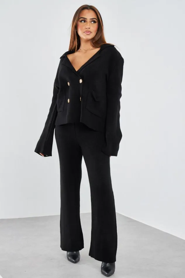 Women Ensemble 2 Pices Gilet Pantalon En Maille Noir Black Brentiny Paris Cardigans Women Ensemble 2 Pices Gilet Pantalon En Maille Noir Black Brentiny Paris Cardigans