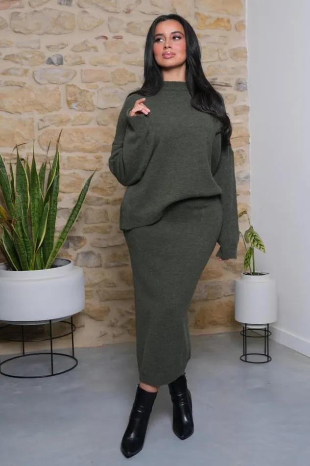 Women Ensemble 2 Pices Pull Jupe Kaki Texture Khaki Brentiny Paris White Tops Women Ensemble 2 Pices Pull Jupe Kaki Texture Khaki Brentiny Paris White Tops