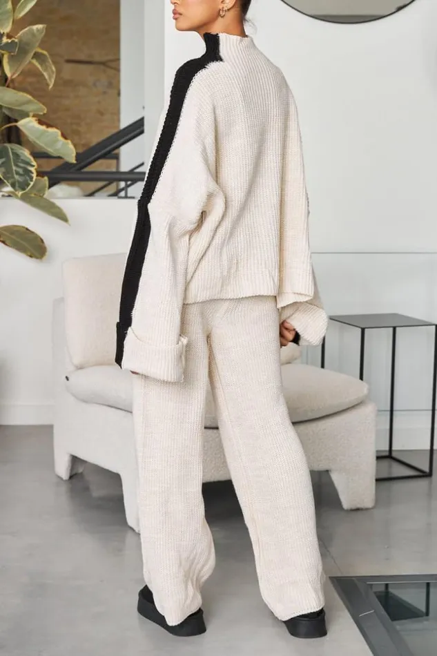 Women Ensemble 2 Pices Pull Pantalon En Maille BeigeNoir Beige Brentiny Paris White Tops Women Ensemble 2 Pices Pull Pantalon En Maille BeigeNoir Beige Brentiny Paris White Tops