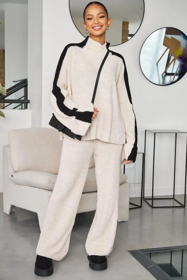 Women Ensemble 2 Pices Pull Pantalon En Maille BeigeNoir Beige Brentiny Paris White Tops Women Ensemble 2 Pices Pull Pantalon En Maille BeigeNoir Beige Brentiny Paris White Tops