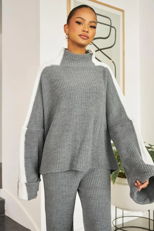 Women Ensemble 2 Pices Pull Pantalon En Maille Gris Blanc Grey Brentiny Paris White Tops Women Ensemble 2 Pices Pull Pantalon En Maille Gris Blanc Grey Brentiny Paris White Tops