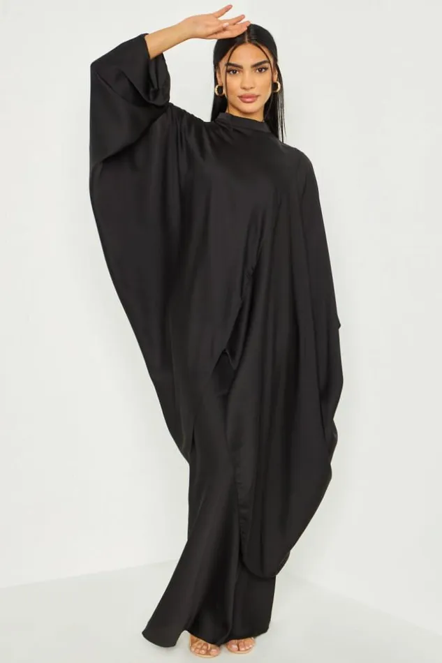 Women Ensemble 2 Pices Tunique Jupe Longue Satin Noir Black Brentiny Paris Sets With Top Bottoms Women Ensemble 2 Pices Tunique Jupe Longue Satin Noir Black Brentiny Paris Sets With Top Bottoms