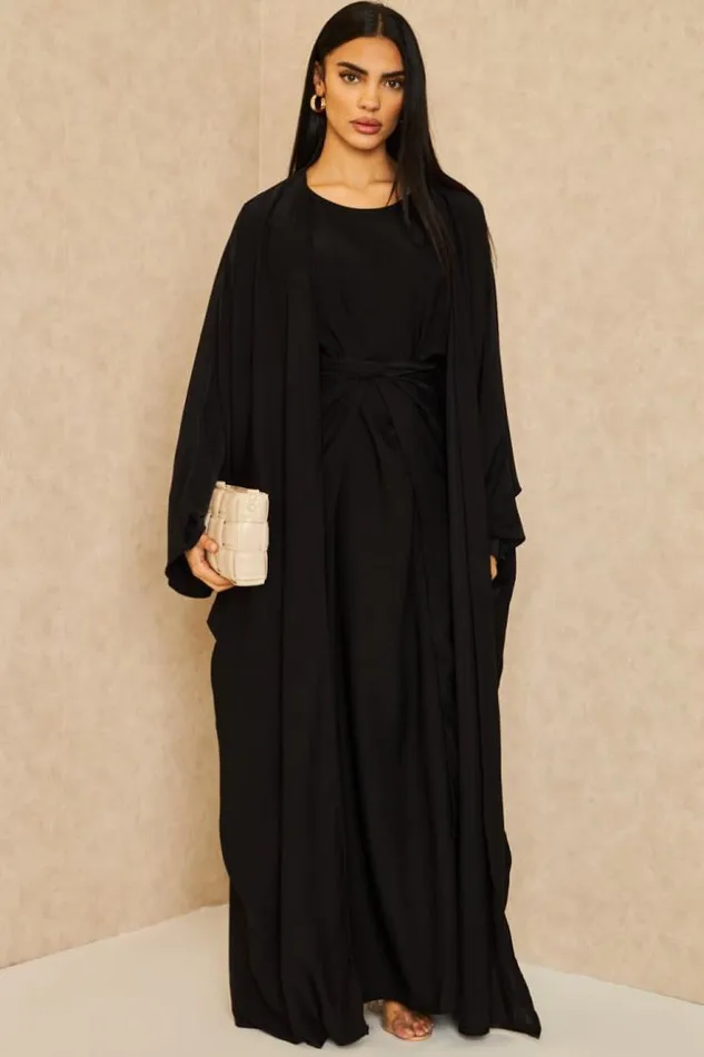 Women Ensemble 3 Pices Abaya Kimono Jupe Tablier Noir Black Brentiny Paris Collection Ramadan Women Ensemble 3 Pices Abaya Kimono Jupe Tablier Noir Black Brentiny Paris Collection Ramadan
