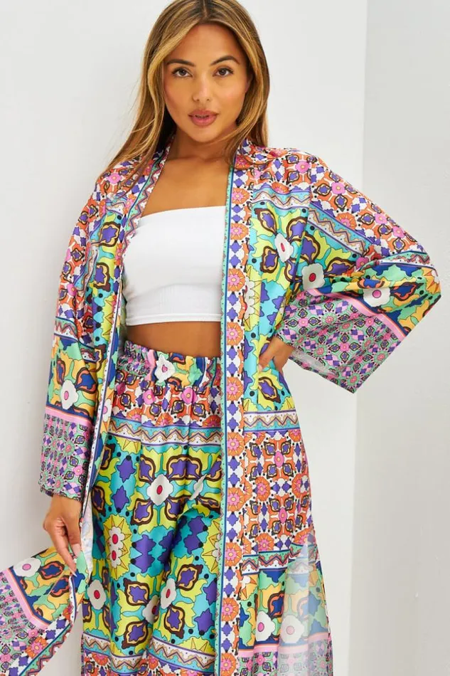 Women Ensemble Kimono Pantalon Satins Motifs Fleuris Jaune Yellow Brentiny Paris Pants Women Ensemble Kimono Pantalon Satins Motifs Fleuris Jaune Yellow Brentiny Paris Pants