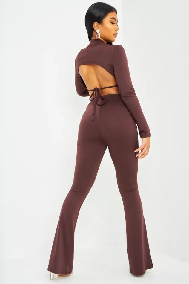 Women Ensemble Marron Crop Top Pantalon Brown Brentiny Paris Top And Tank Tops Women Ensemble Marron Crop Top Pantalon Brown Brentiny Paris Top And Tank Tops