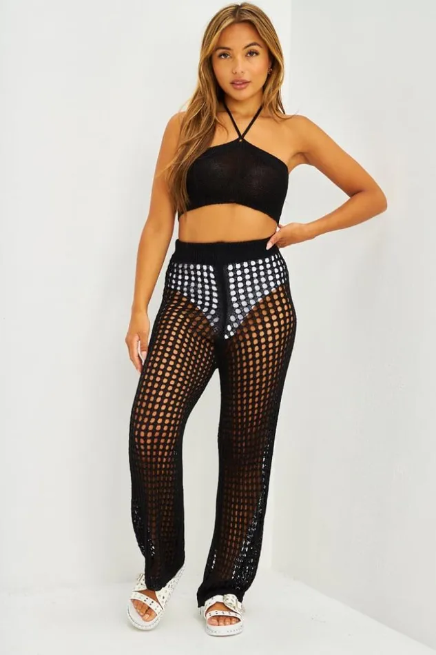 Women Ensemble Top Bandeau Pantalon En Maille Ajoure Noir Black Brentiny Paris Top And Tank Tops Women Ensemble Top Bandeau Pantalon En Maille Ajoure Noir Black Brentiny Paris Top And Tank Tops