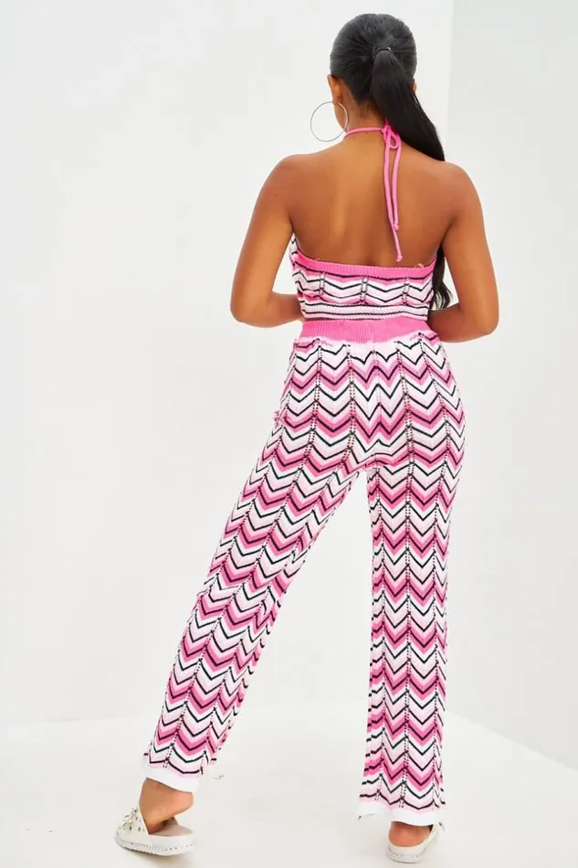 Women Ensemble Top Pantalon En Crochet Motifs Chevrons Orange Et Rose Pink Brentiny Paris Crop Tops Women Ensemble Top Pantalon En Crochet Motifs Chevrons Orange Et Rose Pink Brentiny Paris Crop Tops