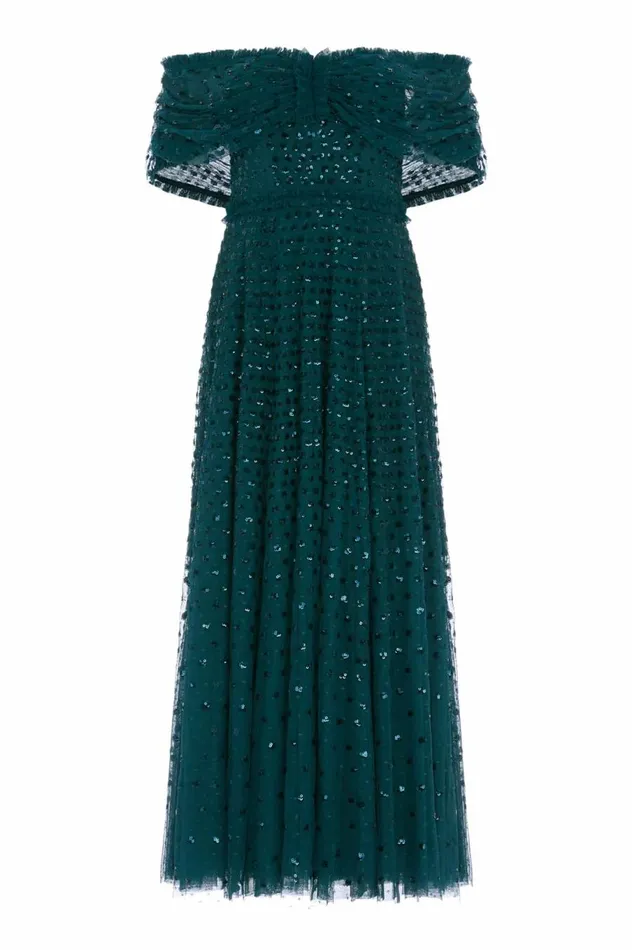 Women Evening Dresses Needle and Thread Grace OffShoulder Ankle Gown Green