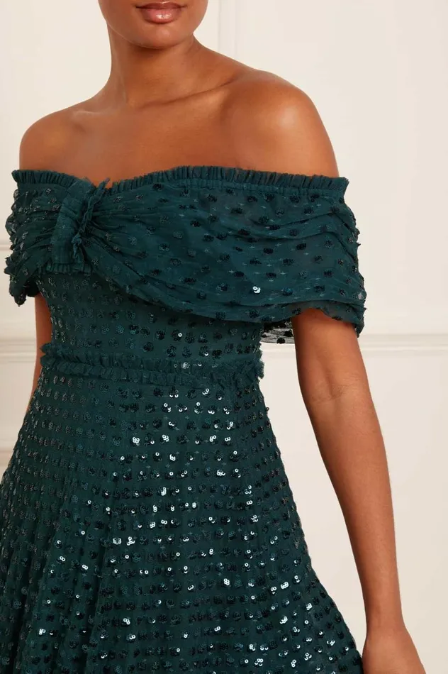 Women Evening Dresses Needle and Thread Grace OffShoulder Ankle Gown Green