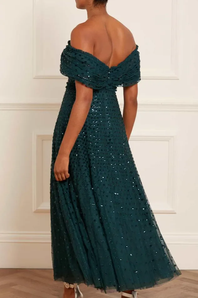 Women Evening Dresses Needle and Thread Grace OffShoulder Ankle Gown Green