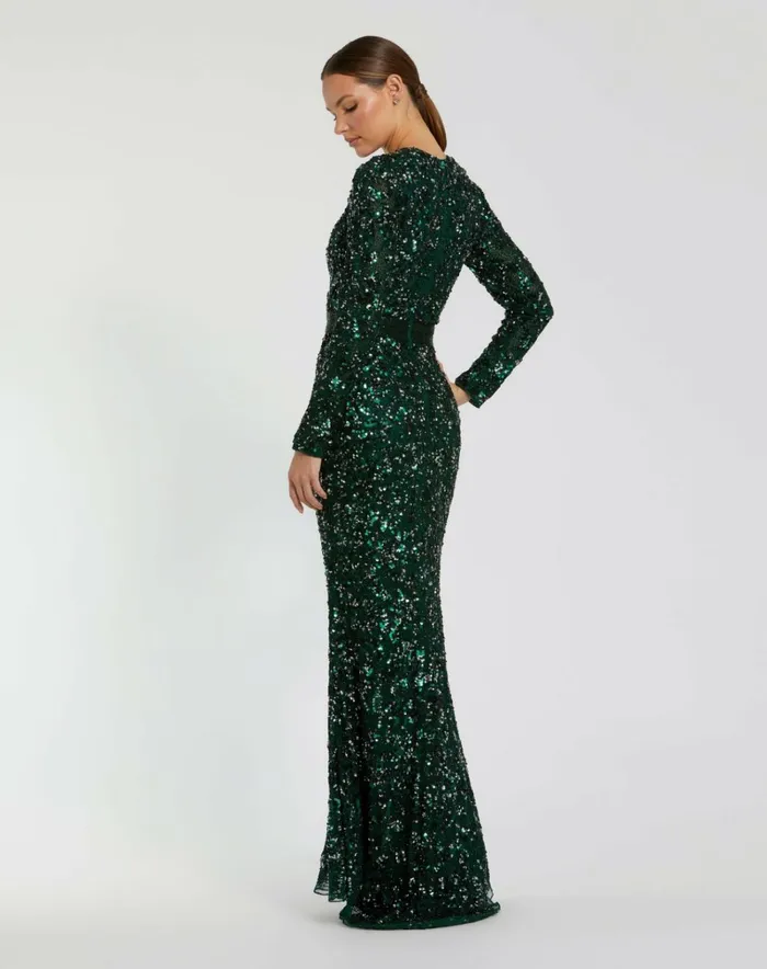 Women Evening Gowns Mac Duggal Green Hand Embellished Long Sleeve Gown Forest Green Women Evening Gowns Mac Duggal Green Hand Embellished Long Sleeve Gown Forest Green