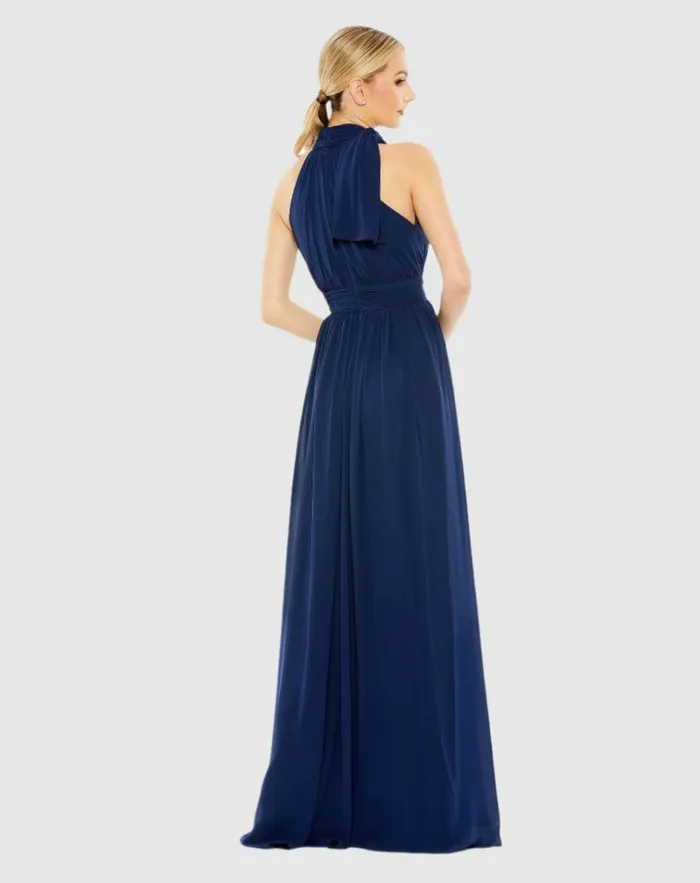 Women Evening Gowns Mac Duggal High Neck Chiffon Gown Powder Blue
